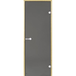 Дверь стеклянная HARVIA 7х19 коробка ольха, стекло серое